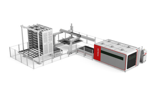 Machine de découpe laser à chargement et déchargement automatique avec système d'entreposage
